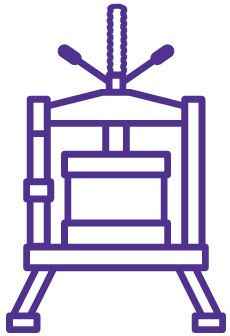 Dibujo lineal morado de una prensa de impresión tradicional, que representa la familia de columnas escalable quikscale® Dibujo lineal morado de una prensa de impresión tradicional, que representa la familia de columnas escalable quikscale®