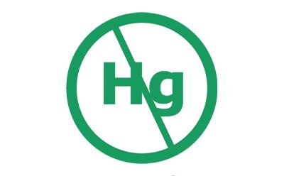 Hg-free icon representing sustainability through no mercury use