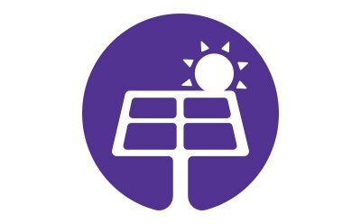 Sun and solar panels icon. Sun and solar panels icon.