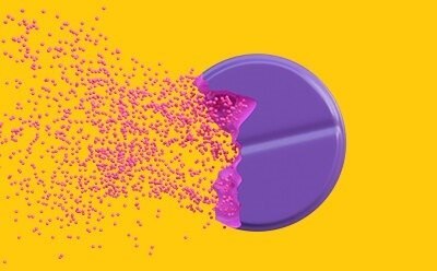 Dissolving tablet representing increased dissolution rates and enhanced solubility of the active ingredient. Dissolving tablet representing increased dissolution rates and enhanced solubility of the active ingredient.