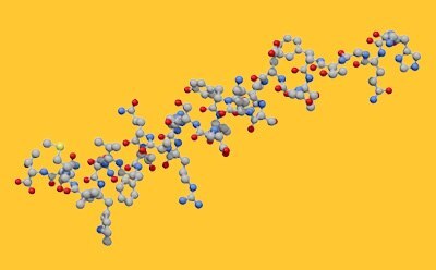 reference standards for biomarker analysis and metabolomics The image depicts a three-dimensional molecular structure model on a yellow background. The model consists of atoms represented by spheres, connected by sticks that indicate bonds between them.