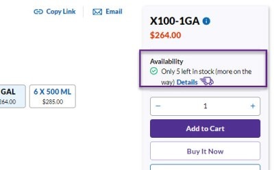 Clearer Messaging Information about availability and shipping time