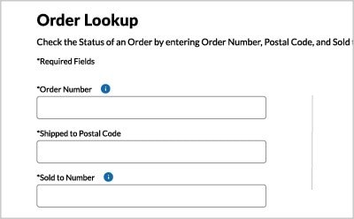 Order Lookup Fields View of Order Lookup form