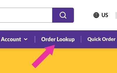 Navigation link to order lookup Order Lookup Link