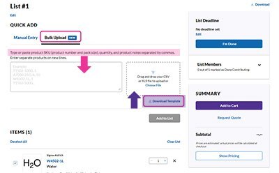 Lists Bulk Upload The new "Lists Bulk Upload" feature where you can upload items quickly and easily, instead of manually entering them.