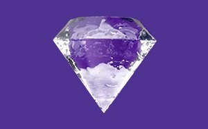 紫色の背景にダイヤモンドの形をした水滴の画像。