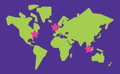 World map of storage sites indicating Scotland, UK, Rockville, MD, USA  and Singapore