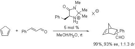 highly enantioselective organocatalytic Diels-Alder reaction using (5S)-2,2,3-trimethyl-5-phenylmethyl-4-imidazolidinone monohydrochloride highly enantioselective organocatalytic Diels-Alder reaction using (5S)-2,2,3-trimethyl-5-phenylmethyl-4-imidazolidinone monohydrochloride