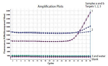 Three genes were detected in the same template sample