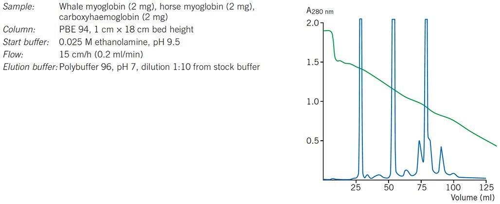 Chromatofocusing of standard protein mixture Chromatofocusing of standard protein mixture