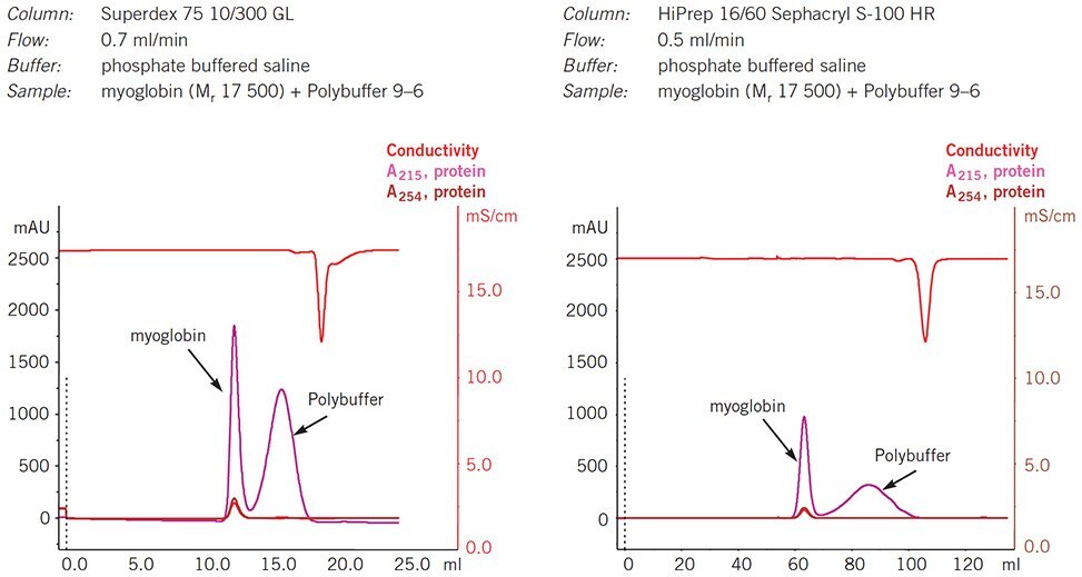Separation of Polybuffer from protein using gel filtration Separation of Polybuffer from protein using gel filtration