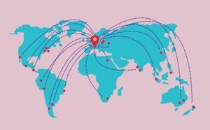物流ネットワークを示した世界地図