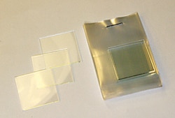 Indium tin oxide coated glass slide, square surface resistivity 30-60 Ω/sq, slide