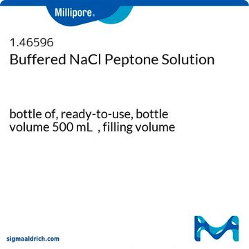 Buffered Sodium Chloride Peptone Solution bottle capacity 1000&#160;mL, bottle filling volume 500&#160;mL , filling volume, closure type, Blue screw cap with 3 septa, pack of 6&#160;bottles