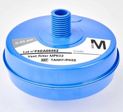 Vent Filter Protects purified water stored in 30/60/100 PE tanks from airborne contaminants. For Direct-Q&#174;, RiOs&#8482;/RiOs&#8482; Essential, Milli-Q&#174; Direct systems.