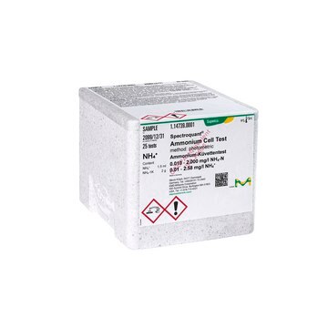 Ammonium Cell Test photometric, 0.010-2.000&#160;mg/L (NH4-N), 0.013-2.571&#160;mg/L (NH4+), Spectroquant&#174;