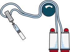 Steritest&#174; NEO Device For liquids in cartridges and small soft plastic containers., Red base canister comes with a single short (20 mm) needle., pkg of 10 blisters per box (Single packed)