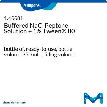 Buffered Sodium Chloride Peptone Solution Tween® 1 %, bottle capacity 500 mL, bottle filling volume 350 mL, closure type, Blue screw cap with septum and protector, pack of 6 bottles