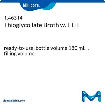 Fluid Thioglycollate Medium with Neutralizers with Lecithin, Tween&#174;, Histidine, bottle capacity 250&#160;mL, bottle filling volume 180&#160;mL, closure type, blue screw cap with 3 loci, pack of 20&#160;bottles Single packed