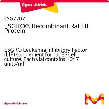 ESGRO&#174; Recombinant Rat LIF Protein ESGRO Leukemia Inhibitory Factor (LIF) supplement for rat ES cell culture. Each vial contains 10^7 units/ml