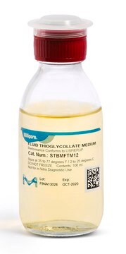 Fluid Thioglycollate Medium tube capacity 17&#160;mL, tube filling volume 9&#160;mL, closure type, Red scew cap with 2 loci, pack of 100&#160;tubes
