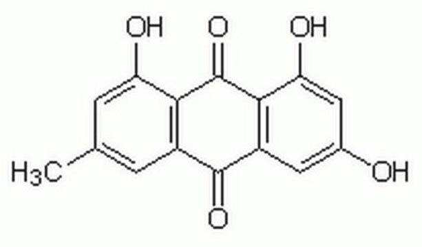 Emodin A cell-permeable, reversible, substrate competitive and potent p56lck tyrosine kinase inhibitor (IC50 = 18.5 µM).