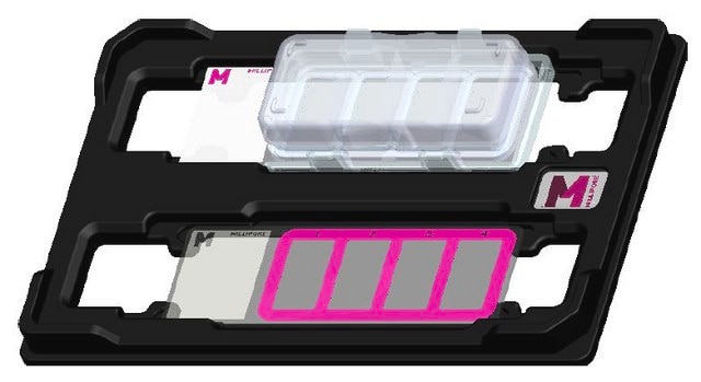 Millicell® EZ Slide Microscope slide holder for 4 and 8 well units, holds two slides