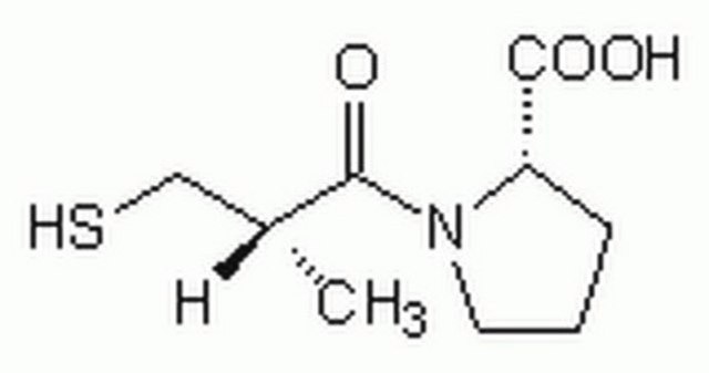 Captopril An antihypertensive agent that competitively inhibits angiotensin-converting enzyme (ACE; IC50= 23-35 nM) and acts as a reversible and competitive inhibitor of LTA4 hydrolase (IC50 = 11 µM).